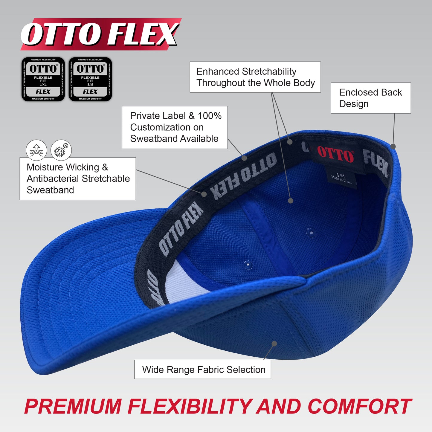 OTTO CAP "OTTO FLEX" Fitted 6 Panel Low Profile Baseball Cap