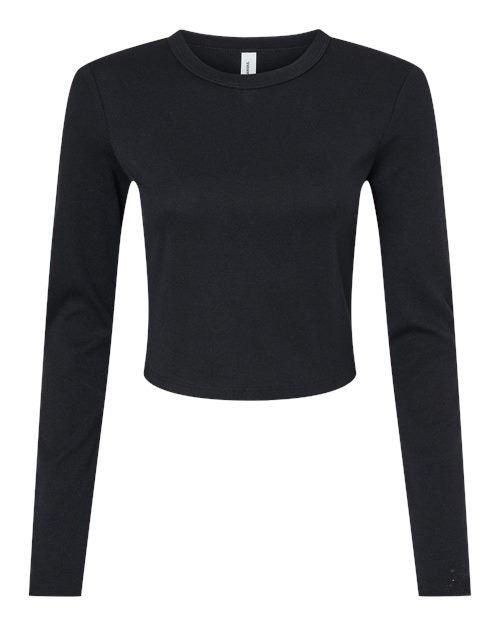 BELLA + CANVAS Women's Micro Rib Long Sleeve Baby Tee 1501 - Dresses Max