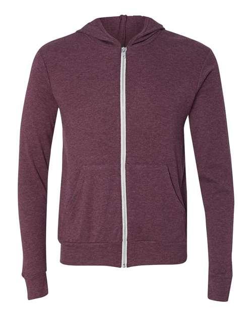 BELLA + CANVAS Triblend Lightweight Full-Zip Hooded Long Sleeve Tee 3939 - Dresses Max