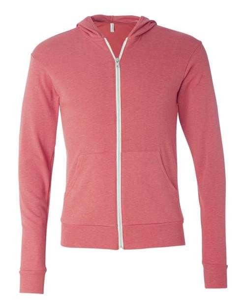 BELLA + CANVAS Triblend Lightweight Full-Zip Hooded Long Sleeve Tee 3939 - Dresses Max
