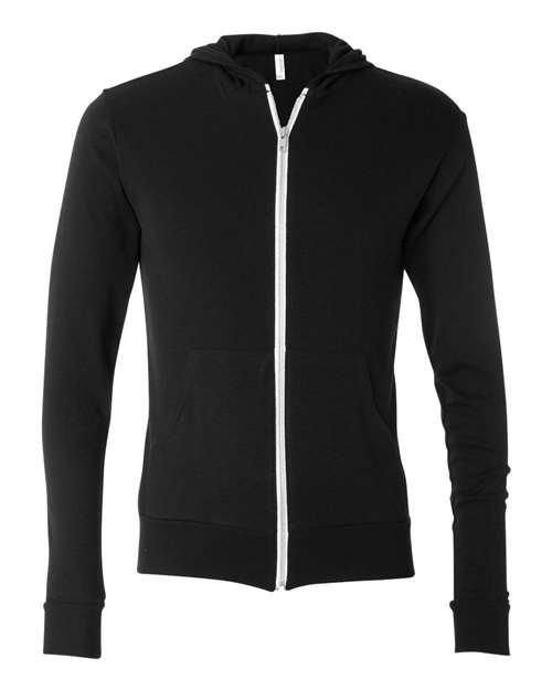 BELLA + CANVAS Triblend Lightweight Full-Zip Hooded Long Sleeve Tee 3939 - Dresses Max