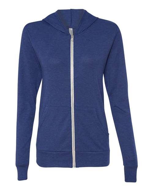BELLA + CANVAS Triblend Lightweight Full-Zip Hooded Long Sleeve Tee 3939 - Dresses Max