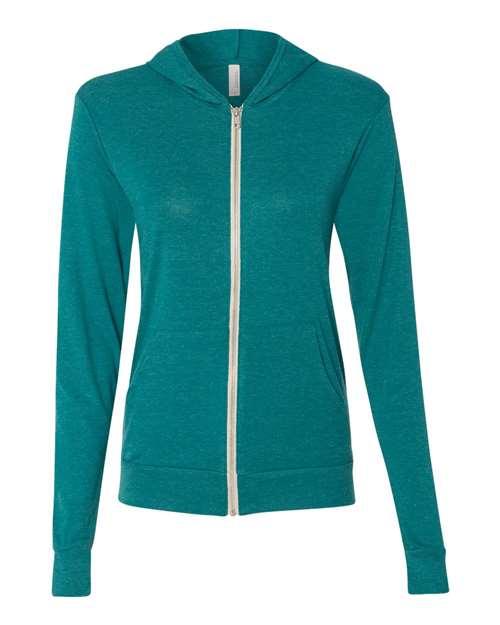BELLA + CANVAS Triblend Lightweight Full-Zip Hooded Long Sleeve Tee 3939 - Dresses Max