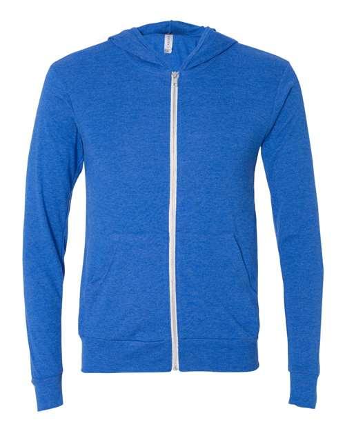 BELLA + CANVAS Triblend Lightweight Full-Zip Hooded Long Sleeve Tee 3939 - Dresses Max