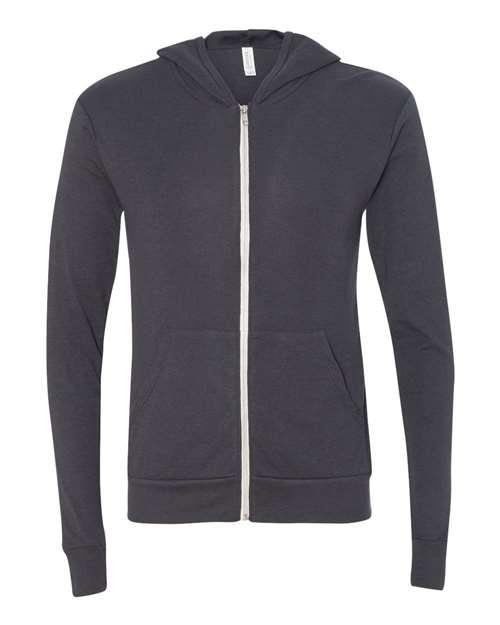 BELLA + CANVAS Triblend Lightweight Full-Zip Hooded Long Sleeve Tee 3939 - Dresses Max