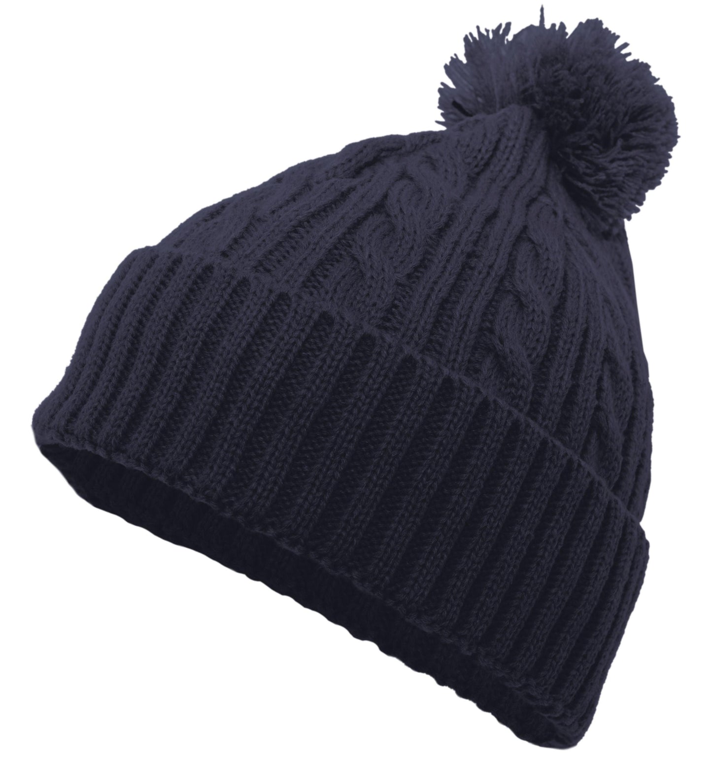 Cable Knit Pom-Pom Beanie - Dresses Max