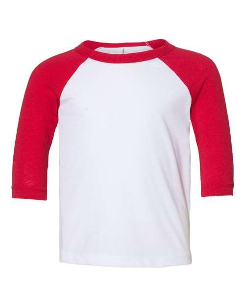 BELLA + CANVAS Toddler Three-Quarter Sleeve Baseball Tee 3200T - Dresses Max