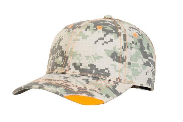 Distressed Camo Hook-And-Loop Adjustable Cap - Dresses Max