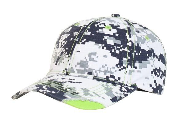 Distressed Camo Hook-And-Loop Adjustable Cap - Dresses Max