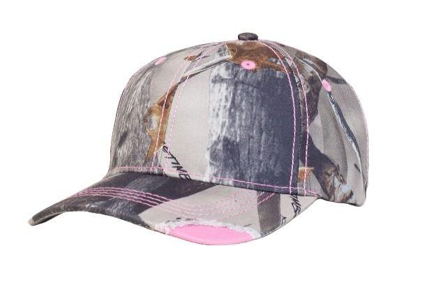 Distressed Camo Hook-And-Loop Adjustable Cap - Dresses Max