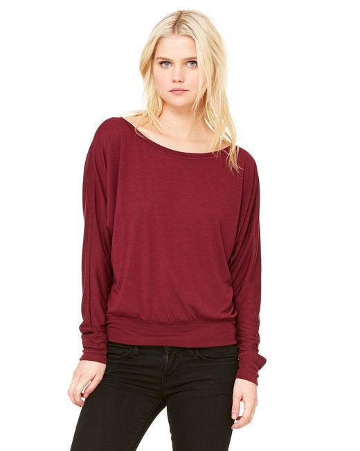 Bella + Canvas Ladies' Flowy Long-Sleeve Off Shoulder T-Shirt 8850 - Dresses Max