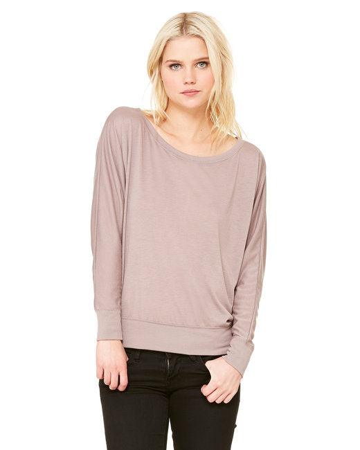 Bella + Canvas Ladies' Flowy Long-Sleeve Off Shoulder T-Shirt 8850 - Dresses Max