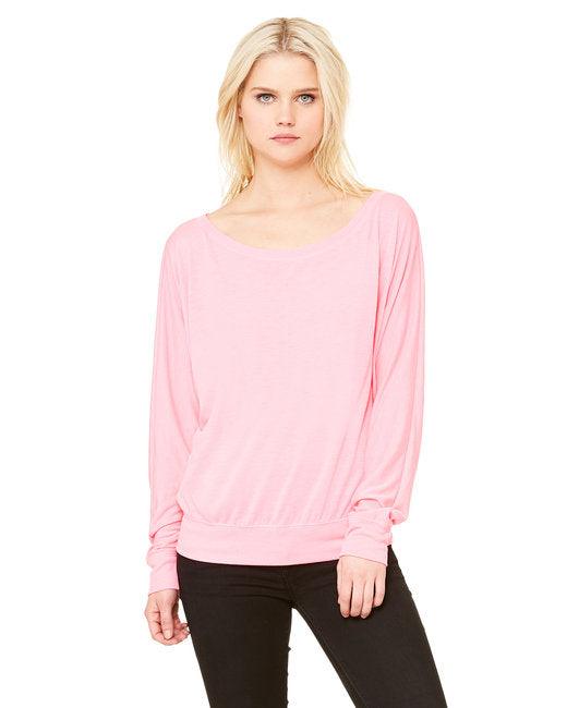 Bella + Canvas Ladies' Flowy Long-Sleeve Off Shoulder T-Shirt 8850 - Dresses Max