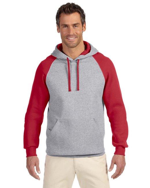 Jerzees Adult 8 oz. NuBlend® Colorblock Raglan Pullover Hooded Sweatshirt 96CR - Dresses Max