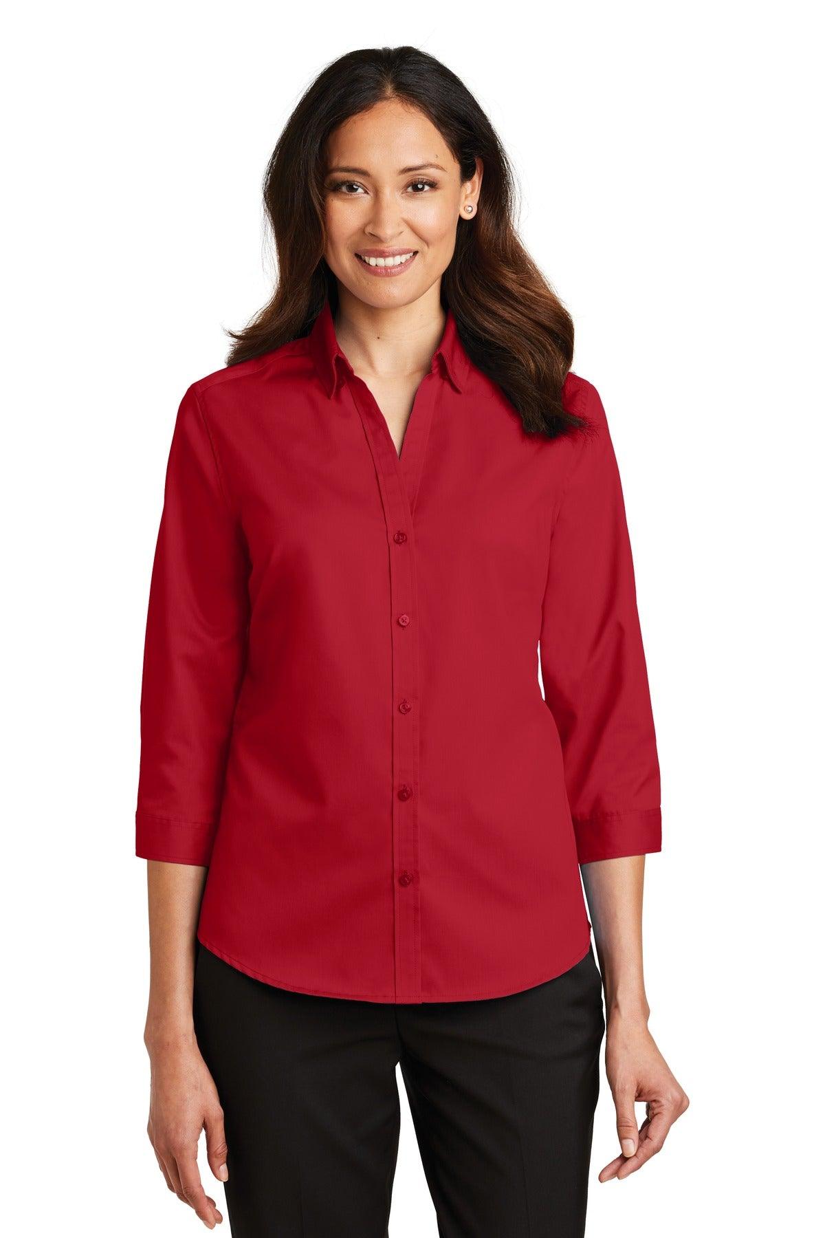 Port Authority Ladies 3/4-Sleeve SuperPro Twill Shirt. L665 - Dresses Max