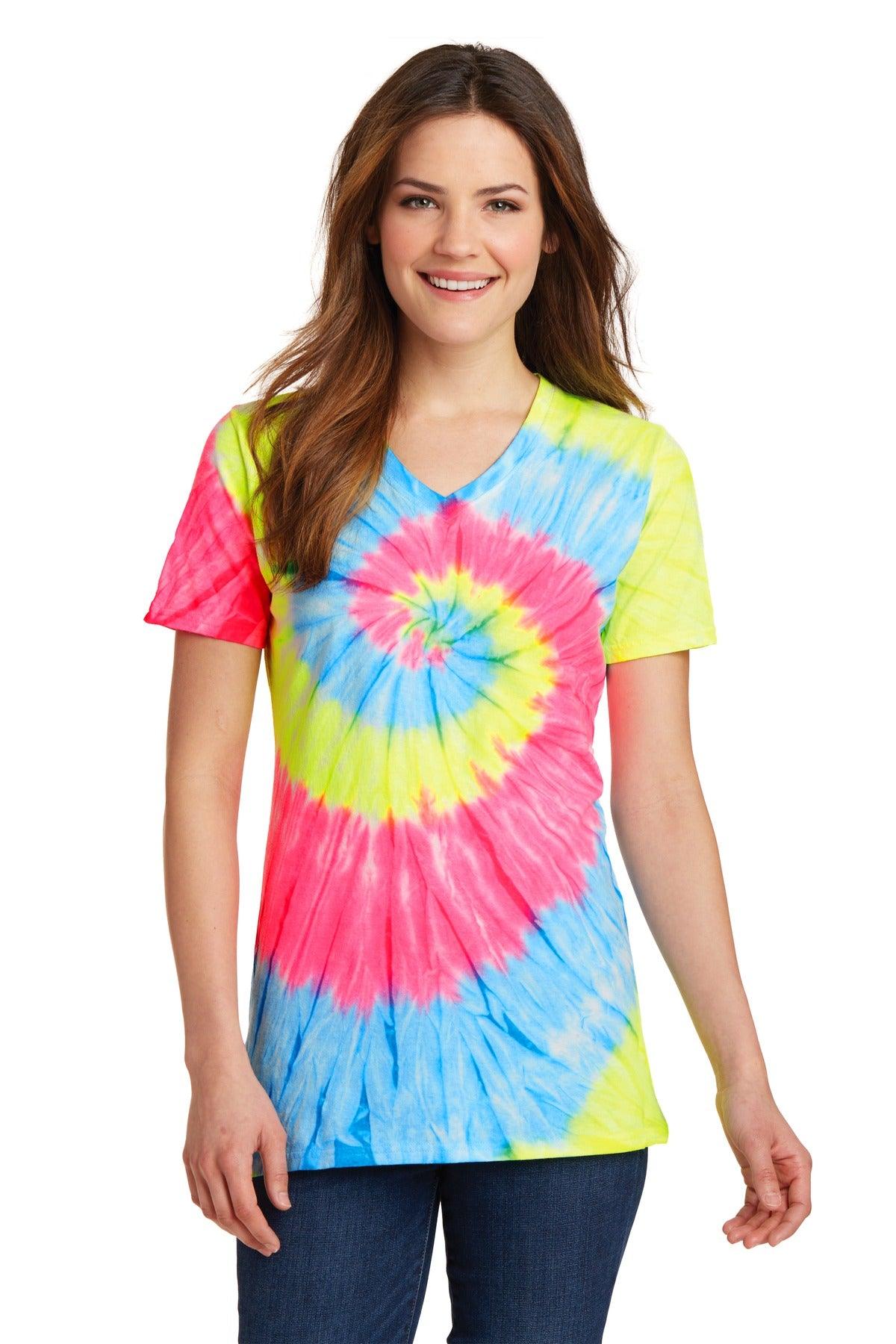 Port & Company Ladies Tie-Dye V-Neck Tee. LPC147V - Dresses Max