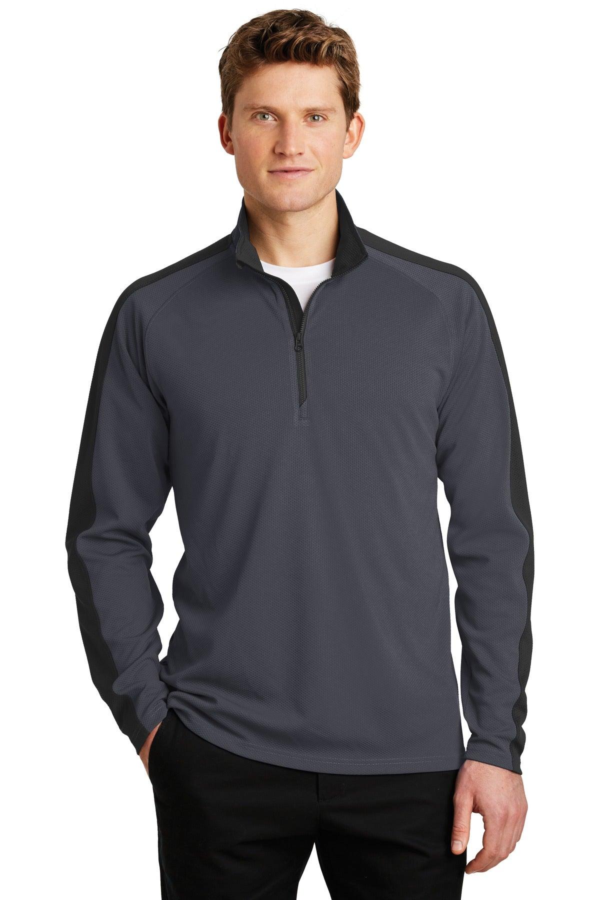 Sport-Tek Sport-Wick Textured Colorblock 1/4-Zip Pullover. ST861 - Dresses Max