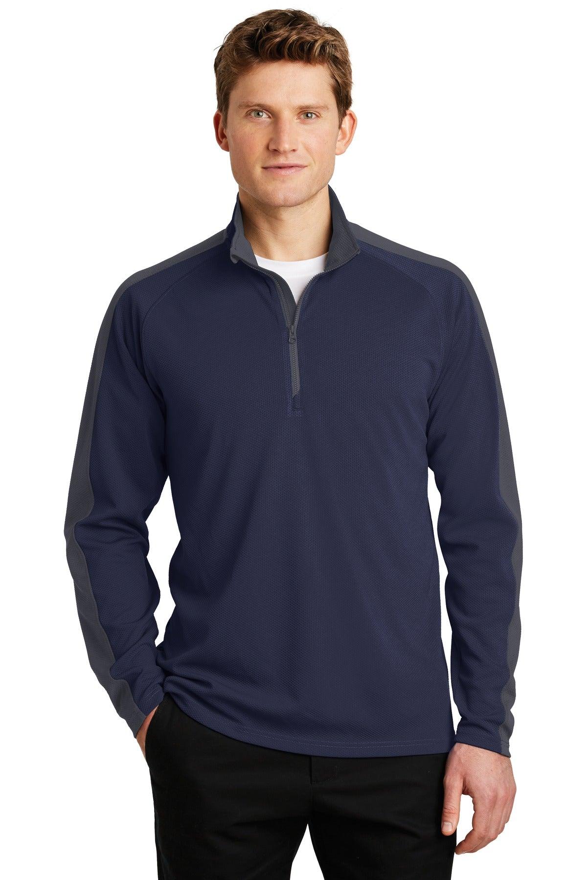 Sport-Tek Sport-Wick Textured Colorblock 1/4-Zip Pullover. ST861 - Dresses Max