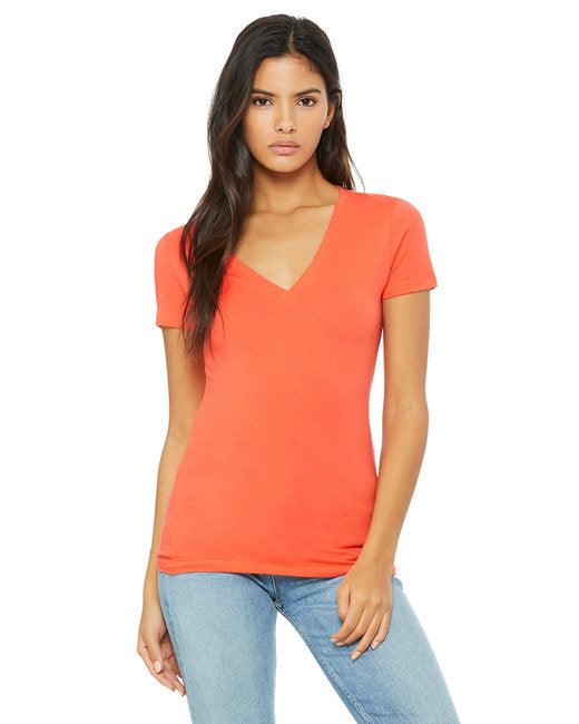 Bella + Canvas Ladies' Jersey Short-Sleeve Deep V-Neck T-Shirt B6035 - Dresses Max
