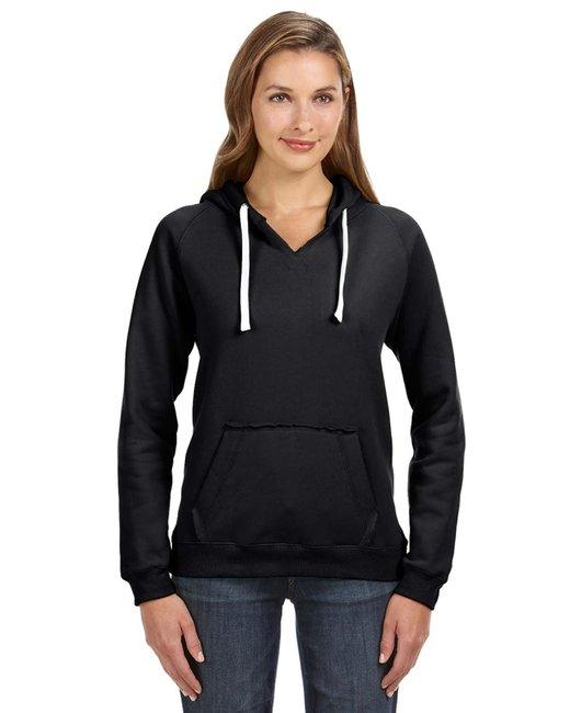 J America Ladies' Sydney Brushed V-Neck Hooded Sweatshirt JA8836 - Dresses Max