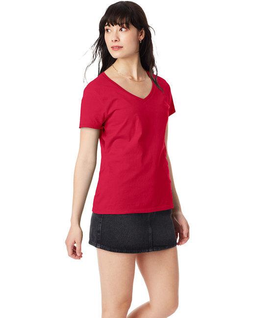 Hanes Ladies' Perfect-T V-Neck T-Shirt S04V - Dresses Max