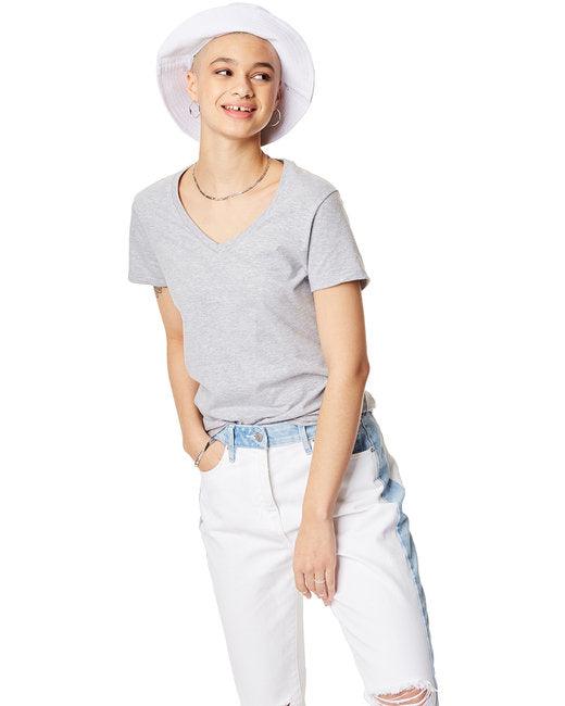 Hanes Ladies' Perfect-T V-Neck T-Shirt S04V - Dresses Max