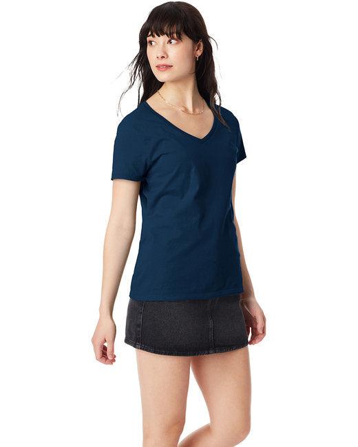 Hanes Ladies' Perfect-T V-Neck T-Shirt S04V - Dresses Max