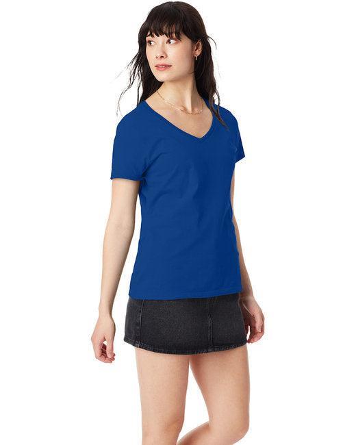 Hanes Ladies' Perfect-T V-Neck T-Shirt S04V - Dresses Max