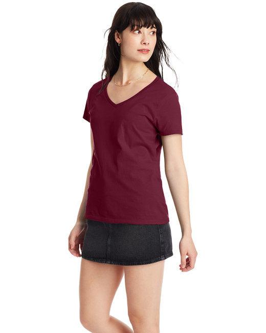 Hanes Ladies' Perfect-T V-Neck T-Shirt S04V - Dresses Max