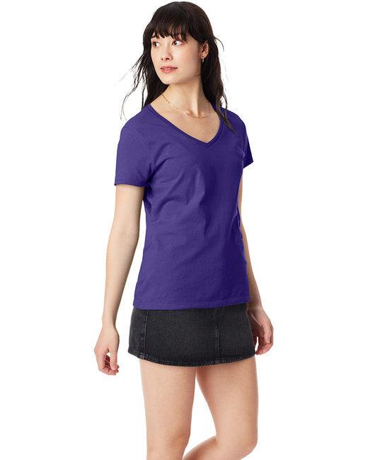 Hanes Ladies' Perfect-T V-Neck T-Shirt S04V - Dresses Max