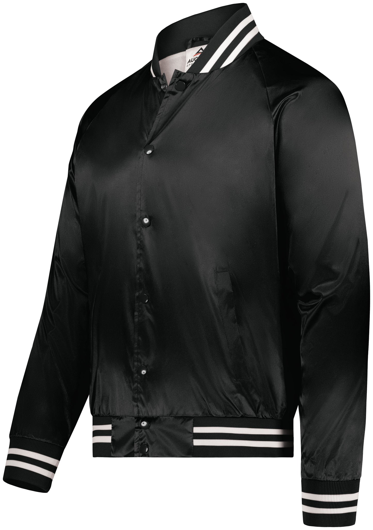 Satin Baseball Jacket/Striped Trim 3610