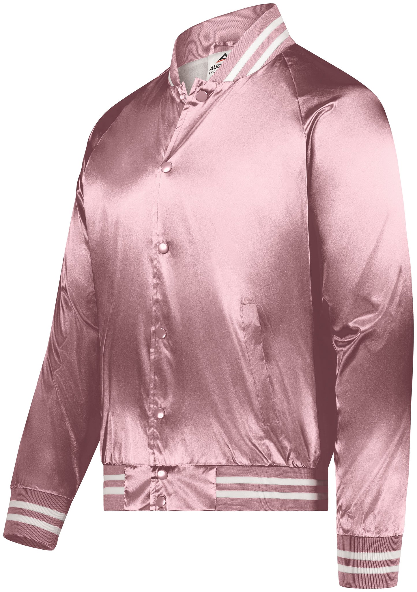 Satin Baseball Jacket/Striped Trim 3610