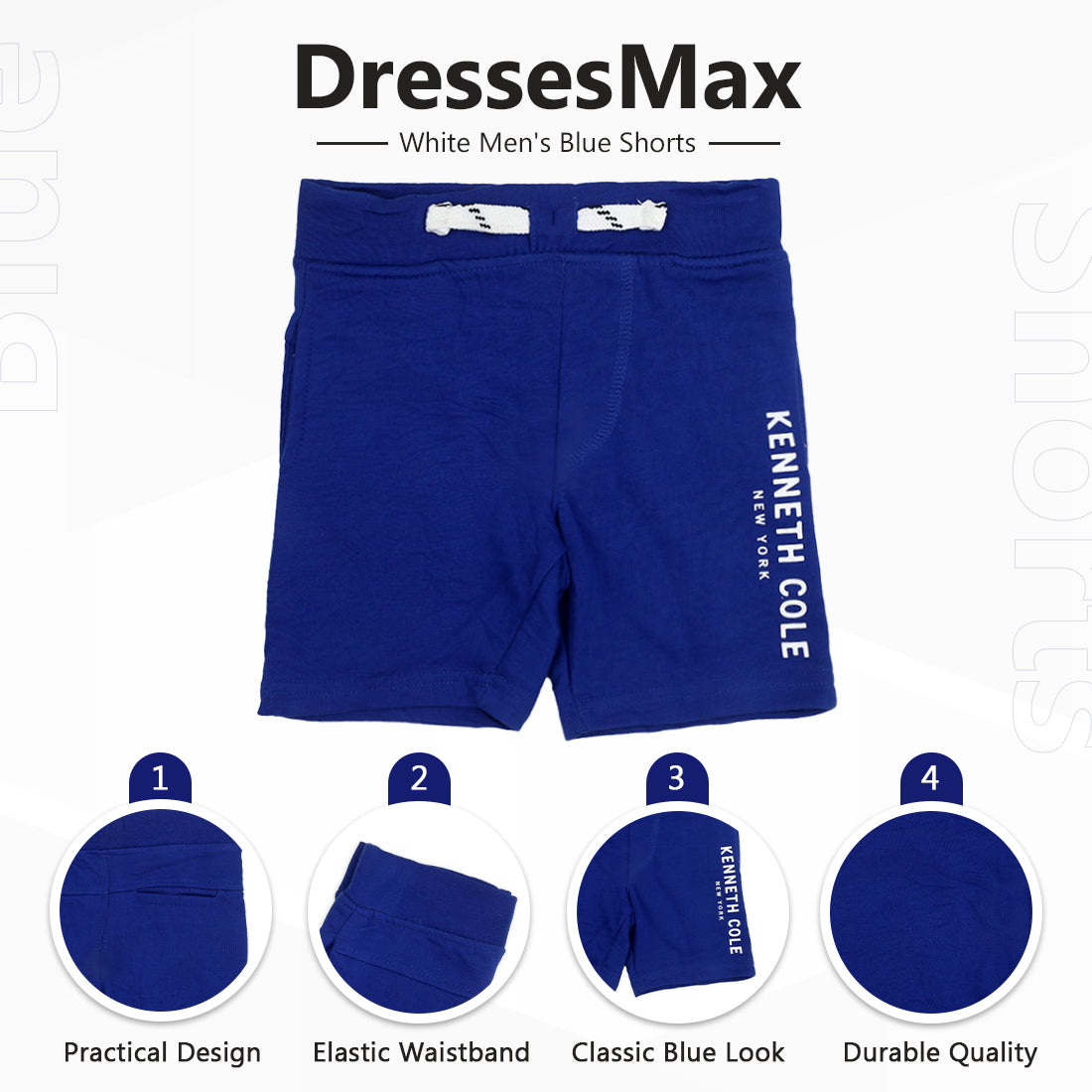 DressesMax White Men's Blue Shorts