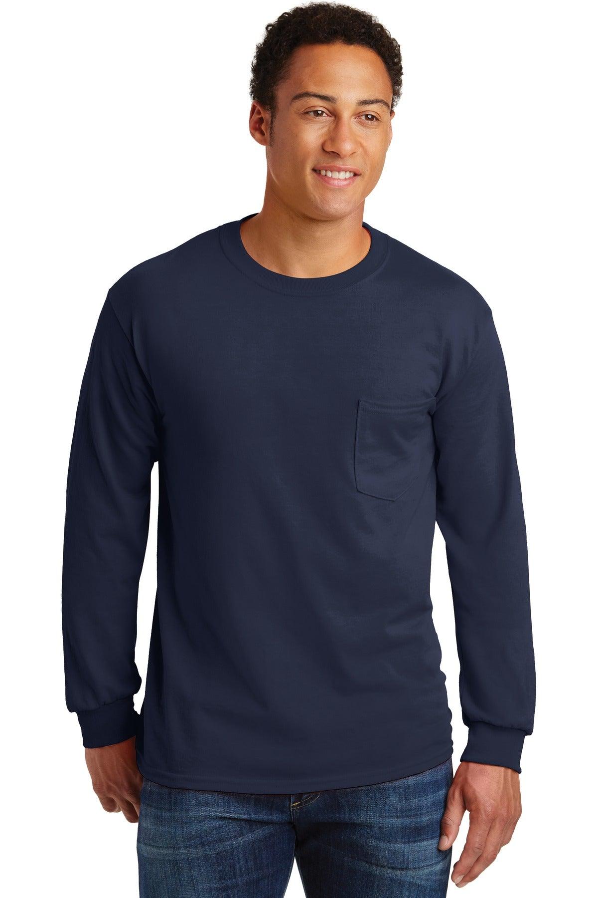 Gildan - Ultra Cotton 100% US Cotton Long Sleeve T-Shirt with Pocket. 2410 - Dresses Max
