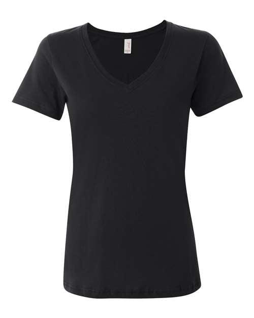 Anvil Women's Featherweight V-Neck T-Shirt 392 - Dresses Max