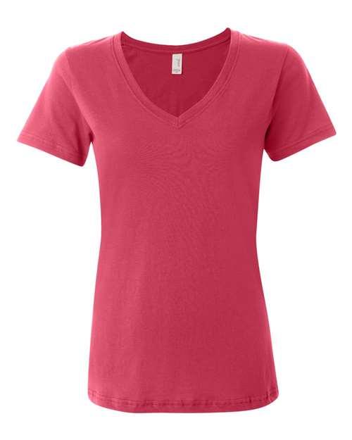 Anvil Women's Featherweight V-Neck T-Shirt 392 - Dresses Max