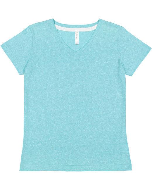 LAT Ladies' V-Neck Harborside Melange Jersey T-Shirt 3591 - Dresses Max