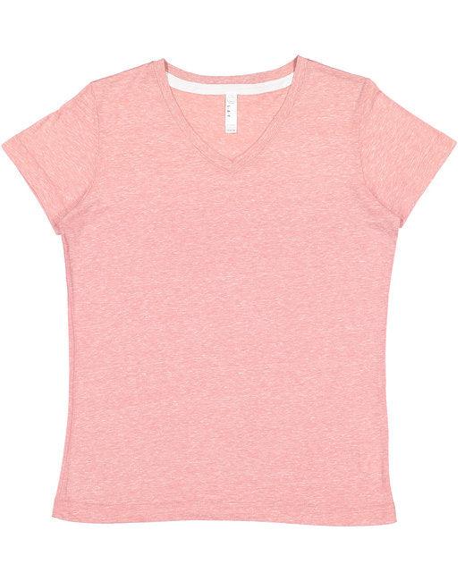 LAT Ladies' V-Neck Harborside Melange Jersey T-Shirt 3591 - Dresses Max