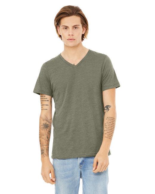 Bella + Canvas Unisex Textured Jersey V-Neck T-Shirt 3655C - Dresses Max