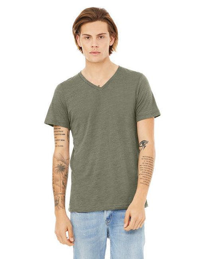 Bella + Canvas Unisex Textured Jersey V-Neck T-Shirt 3655C - Dresses Max