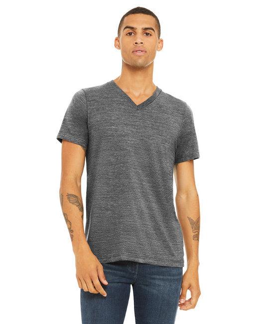 Bella + Canvas Unisex Textured Jersey V-Neck T-Shirt 3655C - Dresses Max