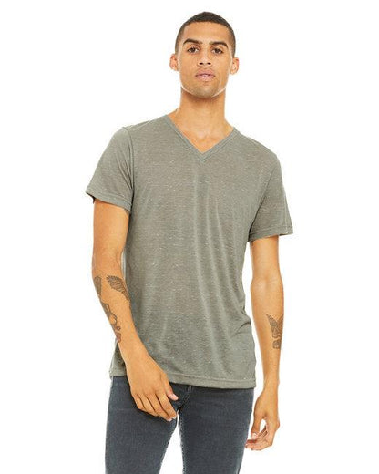 Bella + Canvas Unisex Textured Jersey V-Neck T-Shirt 3655C - Dresses Max
