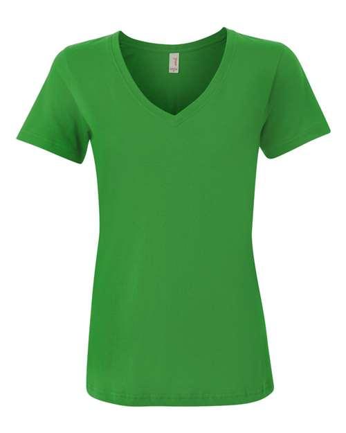 Anvil Women's Featherweight V-Neck T-Shirt 392 - Dresses Max