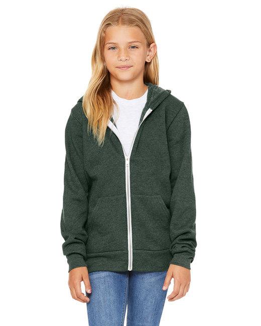 Bella + Canvas Youth Sponge Fleece Full-Zip Hooded Sweatshirt 3739Y - Dresses Max