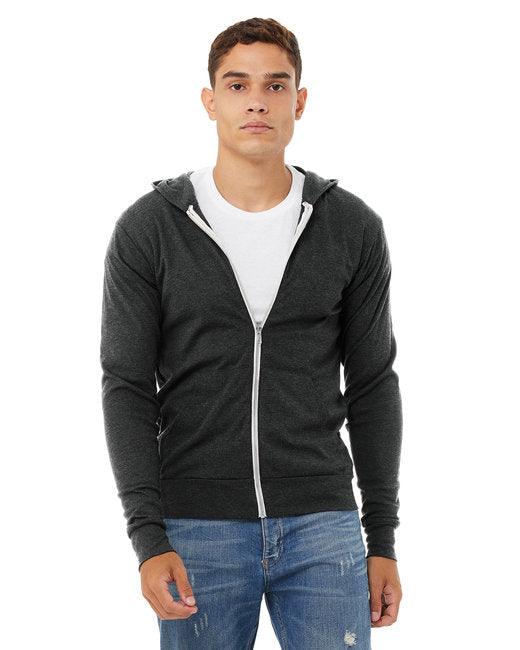 Bella + Canvas Unisex Triblend Full-Zip Lightweight Hoodie 3939 - Dresses Max