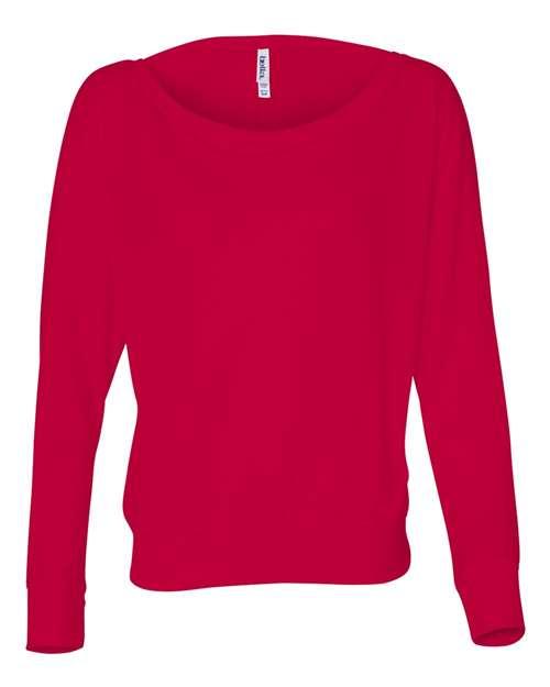 BELLA + CANVAS Women’s Flowy Off Shoulder Long Sleeve Tee 8850 - Dresses Max