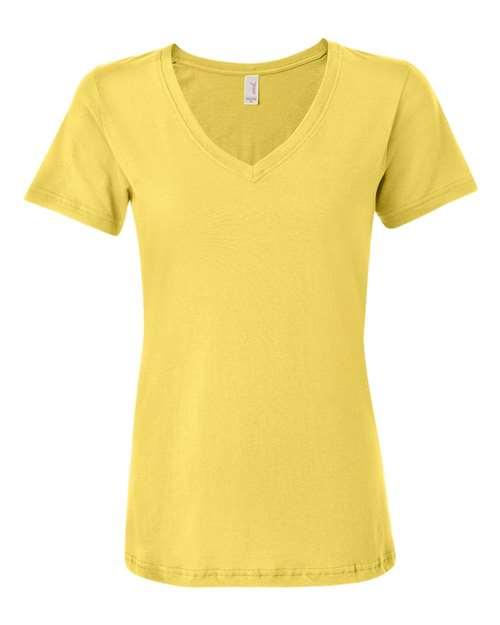 Anvil Women's Featherweight V-Neck T-Shirt 392 - Dresses Max