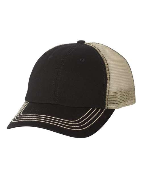 Mega Cap Washed Twill Trucker Cap 6894 - Dresses Max