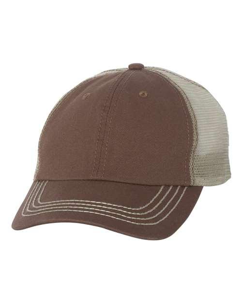 Mega Cap Washed Twill Trucker Cap 6894 - Dresses Max