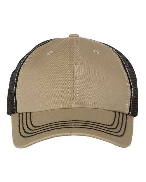 Mega Cap Washed Twill Trucker Cap 6894 - Dresses Max